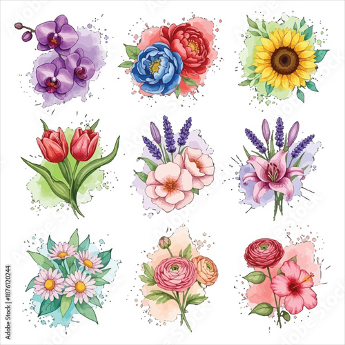 Vibrant Flower Collection cute Illustration
