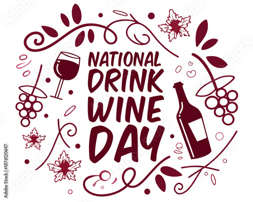 Wallpaper Mural Wine Celebration Vector Illustration, National Drink Wine Day Party and Relaxation Design Torontodigital.ca