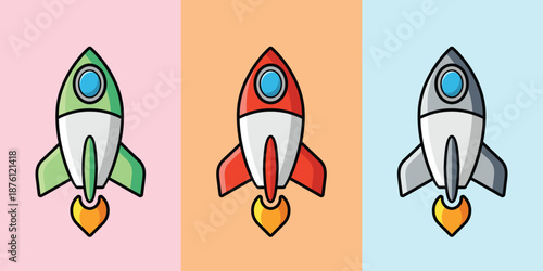 collection of simple rocket illustrations