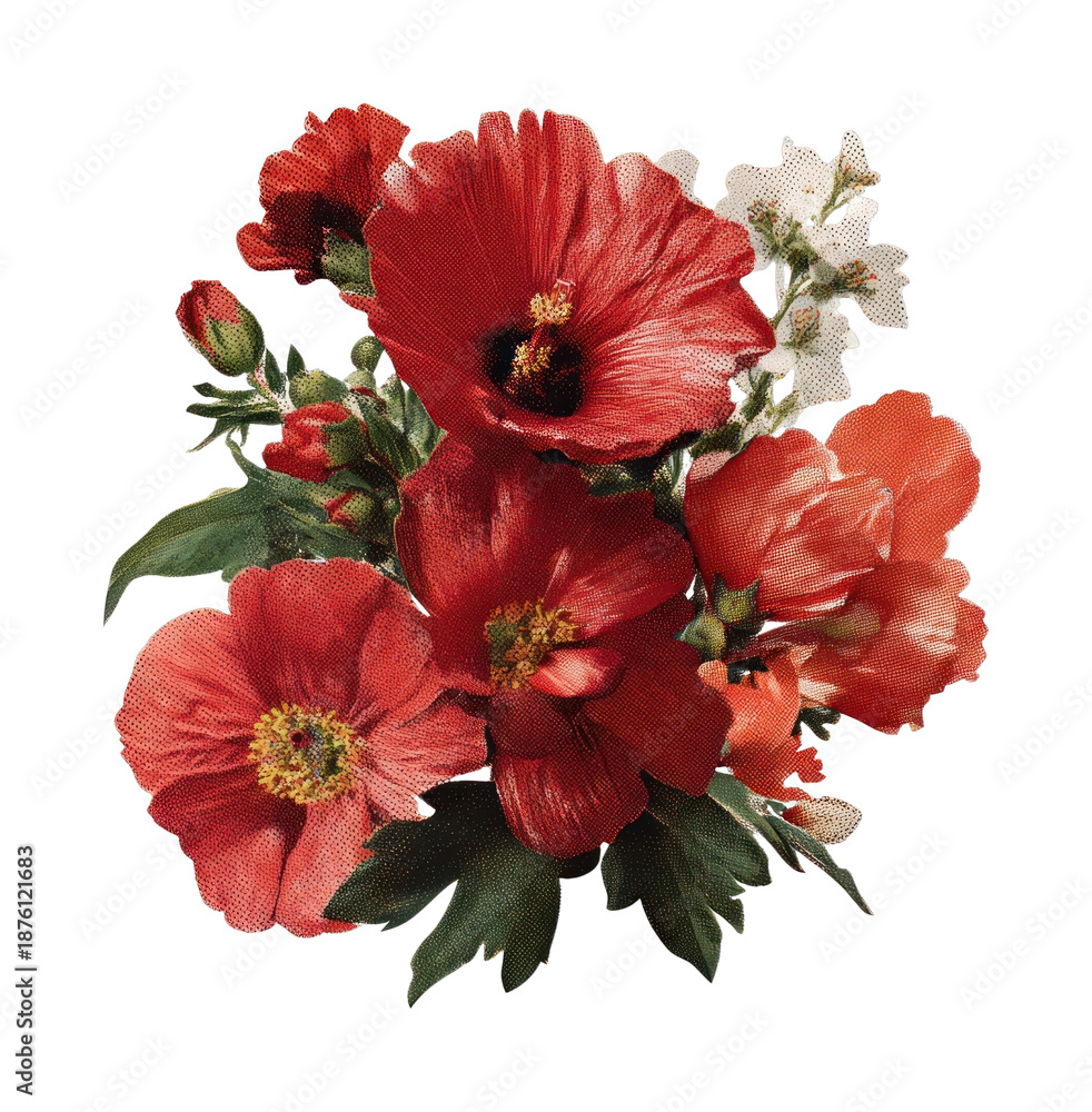 Fototapeta premium PNG Vibrant red floral illustration