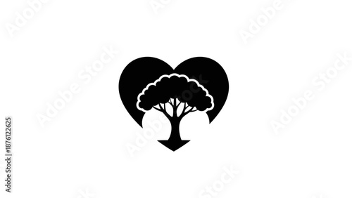 Tree in heart shape, nature and environment protection concept.