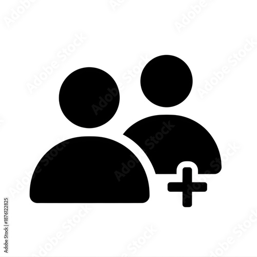 Clean graphic symbol for initiating a new connection, adding a person to a list, or expanding a community, perfect for user interface design