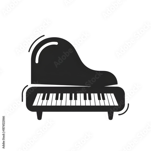 Elegant black silhouette of a grand piano with illuminated keys, a symbol of musical artistry and performance