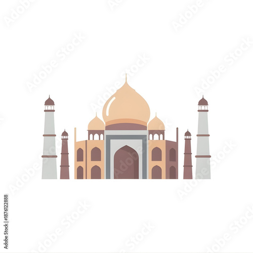 Vector illustration of a renowned historical landmark, an architectural masterpiece symbolizing beauty and cultural heritage, presented in a clean, modern graphic design style