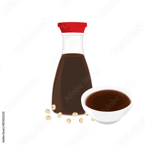 Vector Illustration logo Clip art Shoyu Soy Sauce on a Bottle