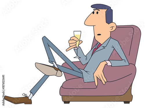 Relaxed man enjoying a drink.