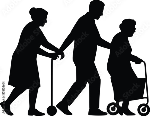 Family supporting elderly member