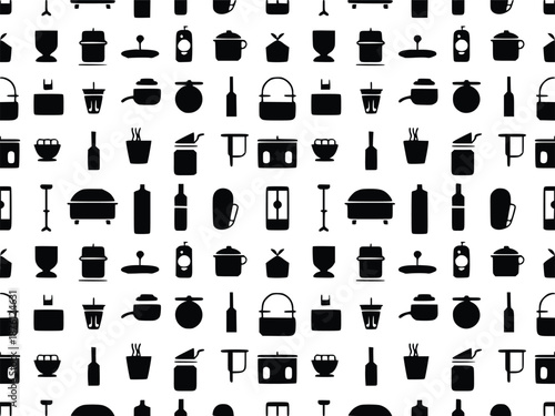 Collection of kitchen utensils and appliances