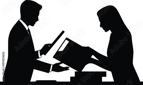 Two professionals reviewing documents