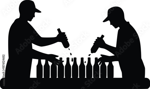 Two people pouring drinks