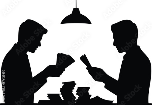 Two men engaged in poker game