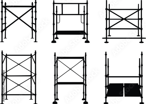 Various types of scaffolding structures