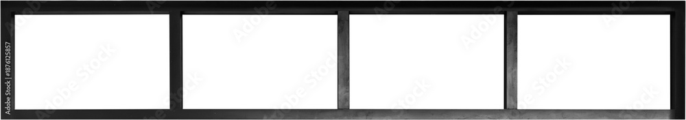 Obraz premium Real modern black window frame isolated on white background