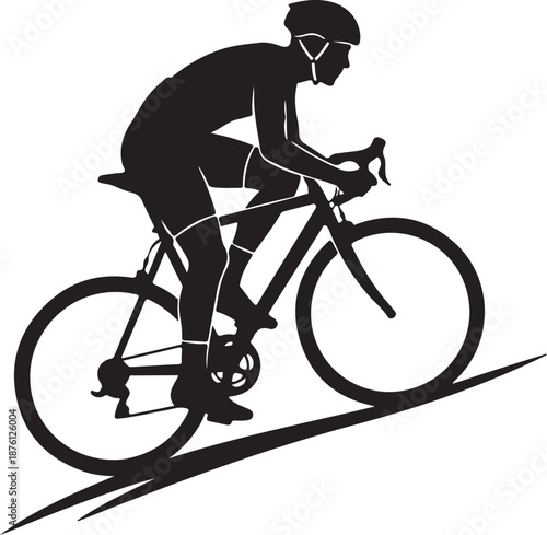 Cyclist Riding Bicycle Silhouette Vector Illustration Graphic Design Element