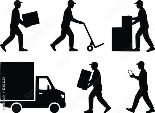 Workers loading and unloading boxes