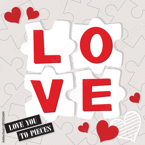 Happy valentine's day with love letter and puzzle