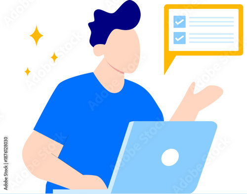Flat Online Survey Illustration Element