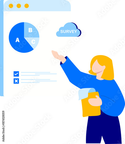 Flat Online Survey Illustration Element