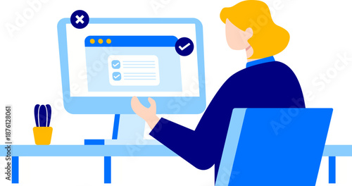 Flat Online Survey Illustration Element