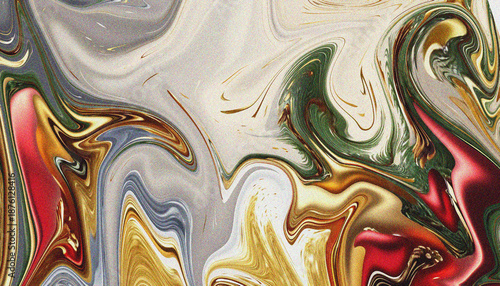 Abstract Liquid Marble Texture with Gold and Red