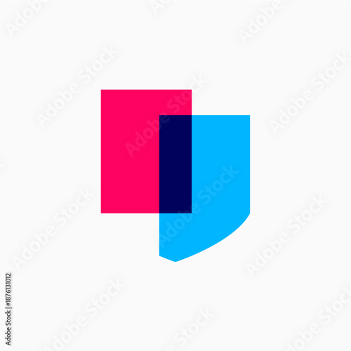 i letter shield protection security logo vector icon illustration