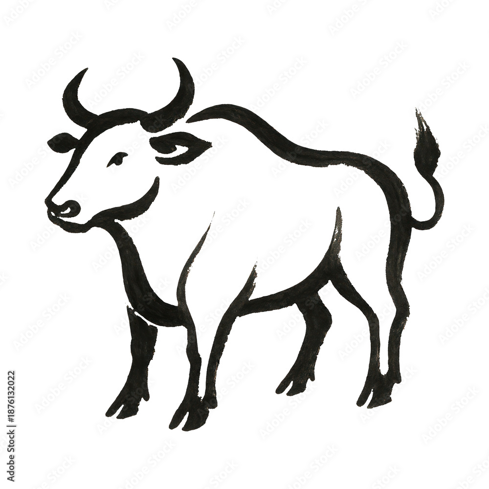 Obraz premium PNG Minimalist ink bull illustration.