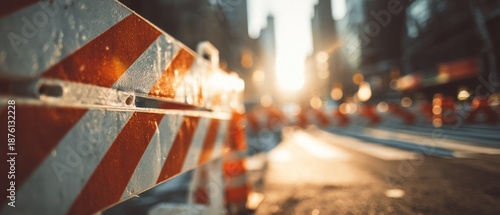 Road barricade in the city during daytime