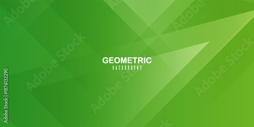 Modern Abstract Green Geometric Background with Overlapping Transparent Triangles. Futuristic Technology Concept