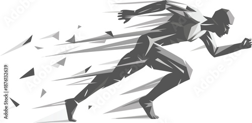 Dynamic geometric runner exploding into motion