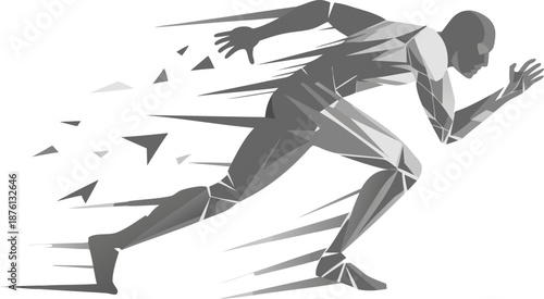 Dynamic runner in motion with abstract speed effect