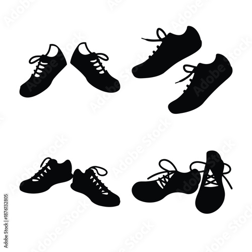 Collection of various athletic running shoe silhouettes for sport and fitness activities