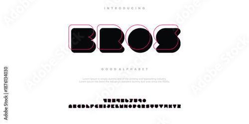 Bros colorfull Modern minimal abstract alphabet fonts. Typography technology, electronic, movie, digital, music, future, logo creative font. vector illustration