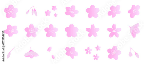 色々な形の桜のアイコンイラストセット
