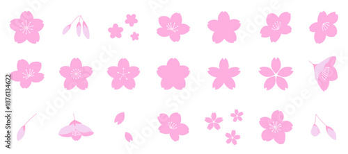 色々な形の桜のアイコンイラストセット