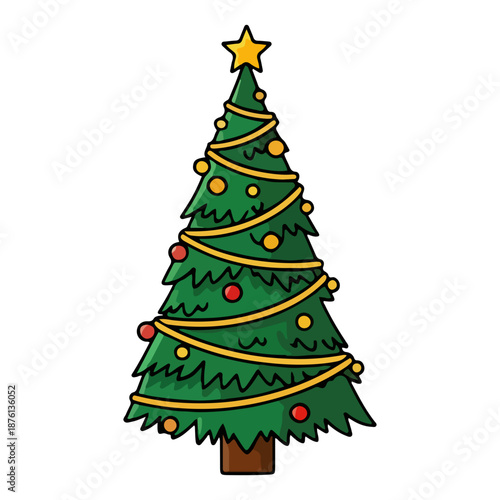Wallpaper Mural Decorated Christmas Tree Simple Doodle Style Vector Torontodigital.ca