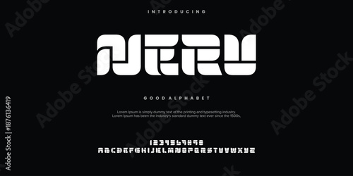Neru Abstract Fashion font alphabet. Minimal modern urban fonts for logo, brand etc. Typography typeface uppercase lowercase and number. vector illustration