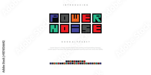 Power Noise minimal 3d alphabet fonts. Typography colorful creative font. vector illustration