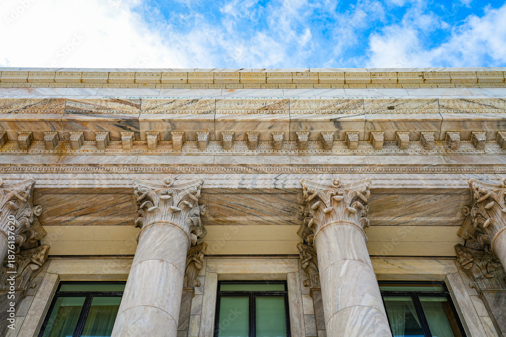 Fototapeta premium Ornate Corinthian marble column capital at the Capitol of Puerto Rico in San Juan