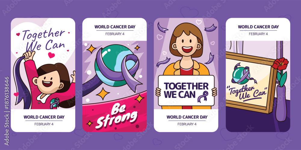 Obraz premium Together we can world cancer day illustrations
