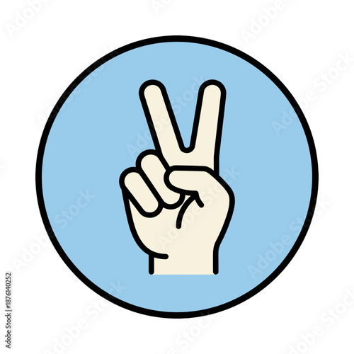 Victory Hand Gesture Icon - Peace Sign V-Sign Minimalist Vector