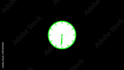 Wallpaper Mural Simple analog clock with green hands and markers time. Clock icon flat style 24 hours day fast speed with moving timer clock rotation Torontodigital.ca