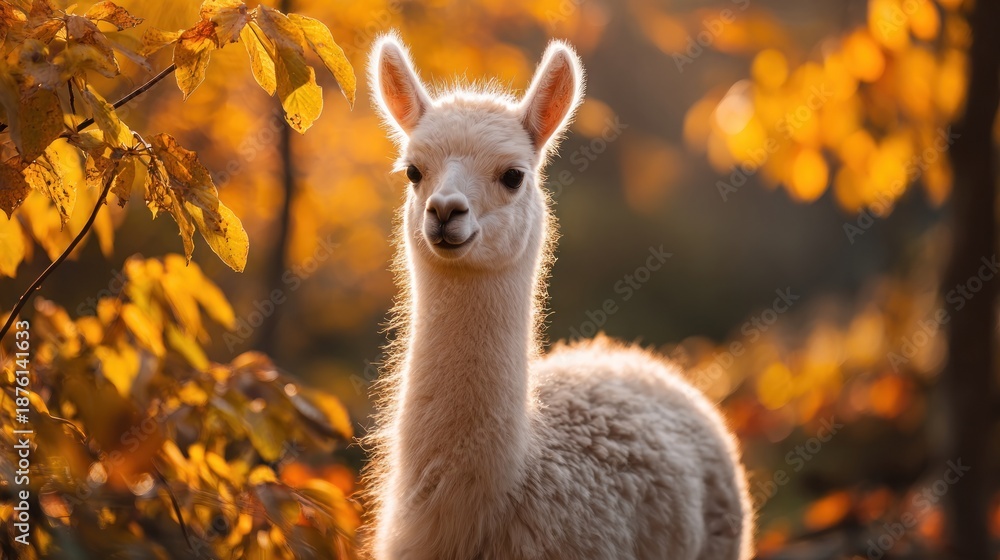 Obraz premium Llama in autumn foliage