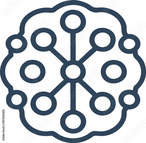 Modern neural network graphic with interconnected nodes on black background