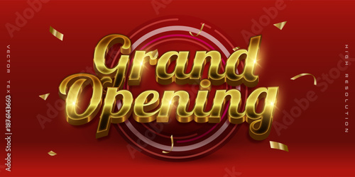 Grand opening 3d editable text effect with gold color