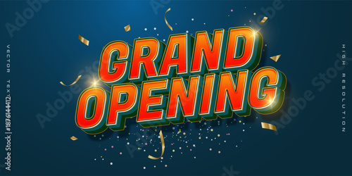 Grand opening vector text effect editable text