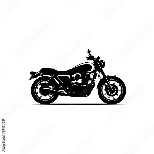 A sleek motorcycle is viewed from the side against a white background
