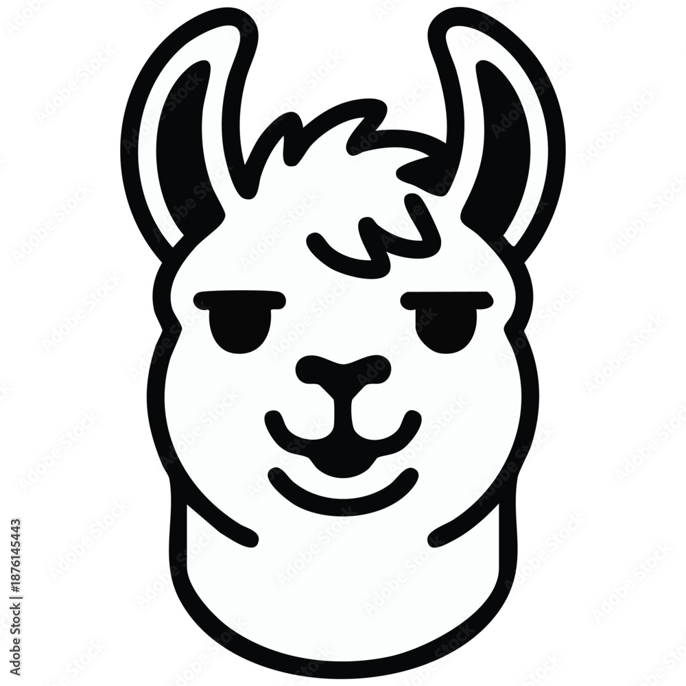 Fototapeta premium Llama animal head glyph icon for agriculture vector illustration isolated on white background
