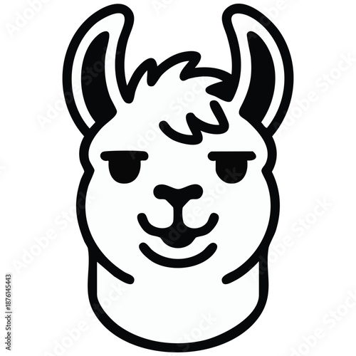 Llama animal head glyph icon for agriculture vector illustration isolated on white background
