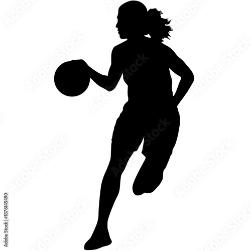 silhouette of a girl playing volleyball