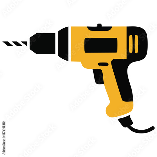 Drill tool under construction repair design vector illustration isolated on white background